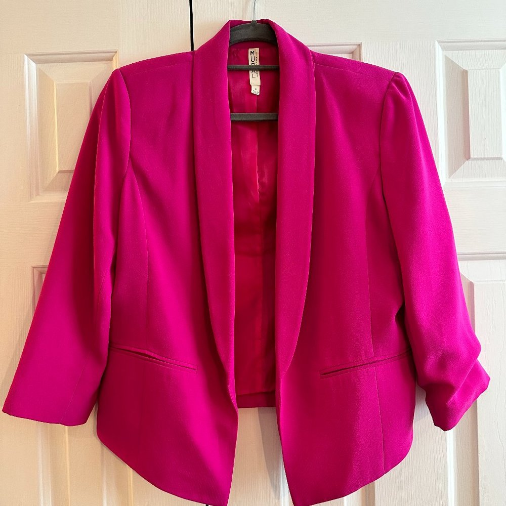 MURAL Women Cropped Jacket Blazer Woven Hot Pink MEDIUM
